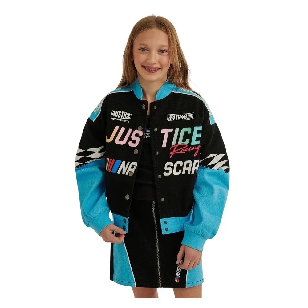 Girl's jean jacket Xs 5/6 NASCAR X Justice Collab Racing Jacket